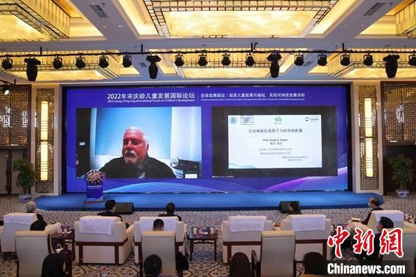 英國皇家化學(xué)會(huì)中國分會(huì)主席、北京化工大學(xué)特聘教授戴偉在線上作主旨報(bào)告 宋基會(huì)供圖